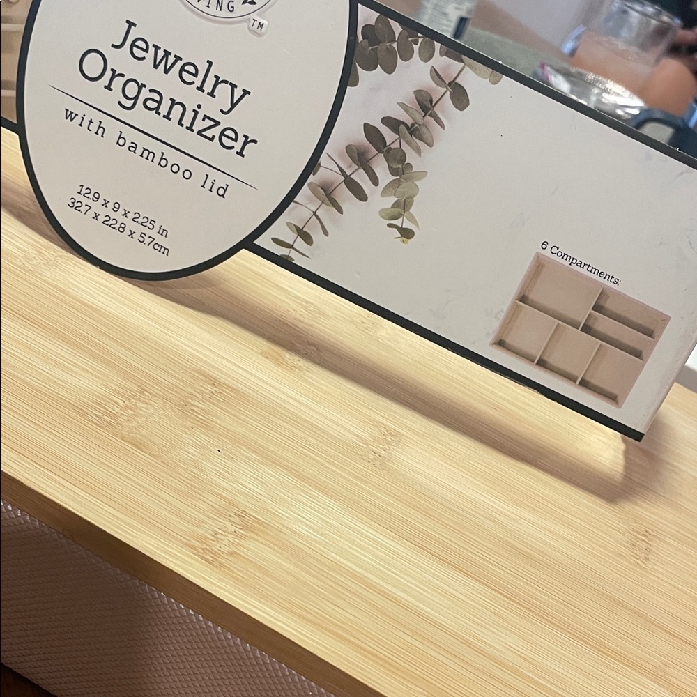 Bamboo Jewelry Organizer with 6 Cream Compartments